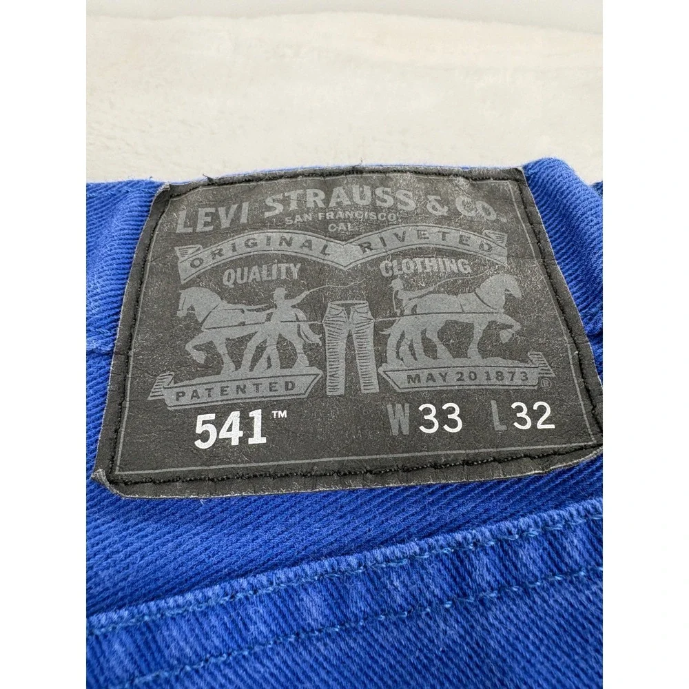 Levi's 541 Mens 33x32 Athletic Taper Jeans Royal Blue Twill Pants